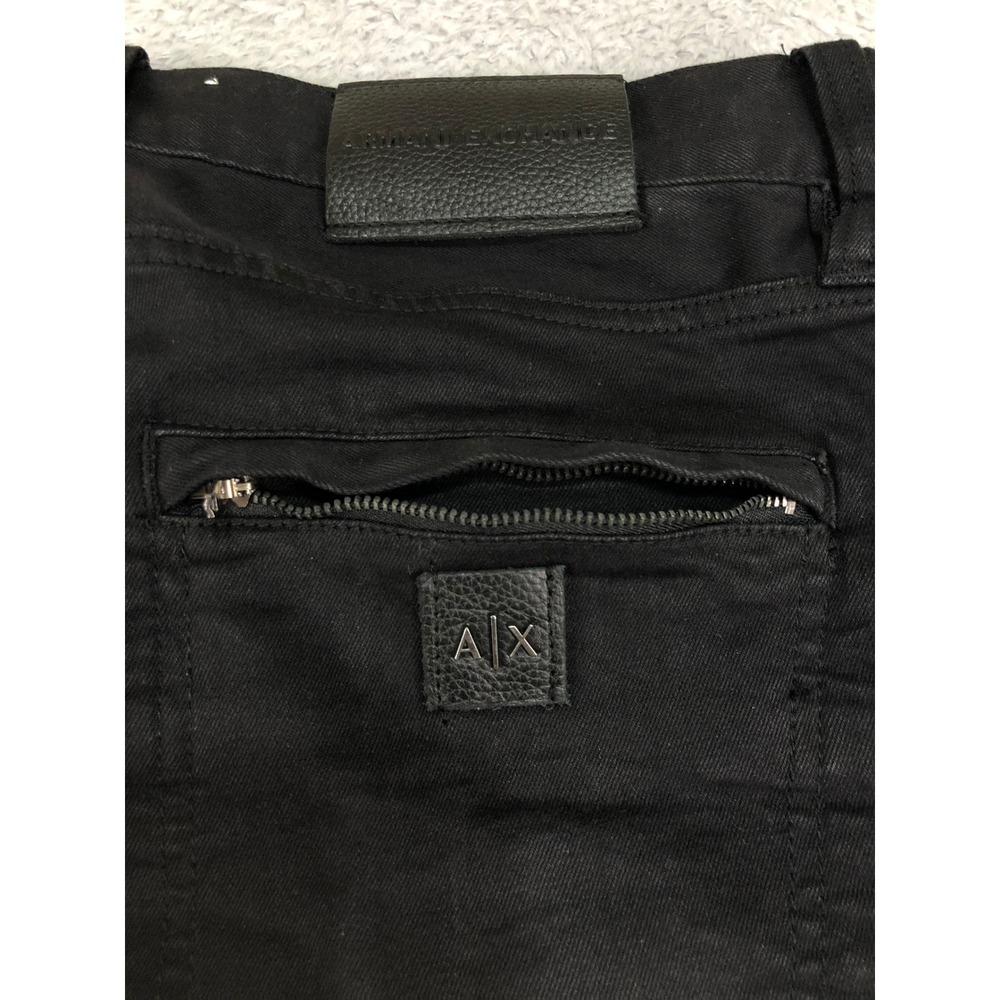 Armani Exchange Jeans Men 33x32 Black J27 Skinny Biker Distressed Moto Denim - Picture 4 of 12